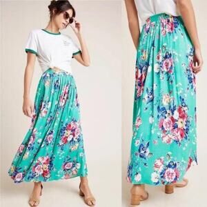 Maeve Anthro Green Floral Jacqueline Maxi Skirt 4